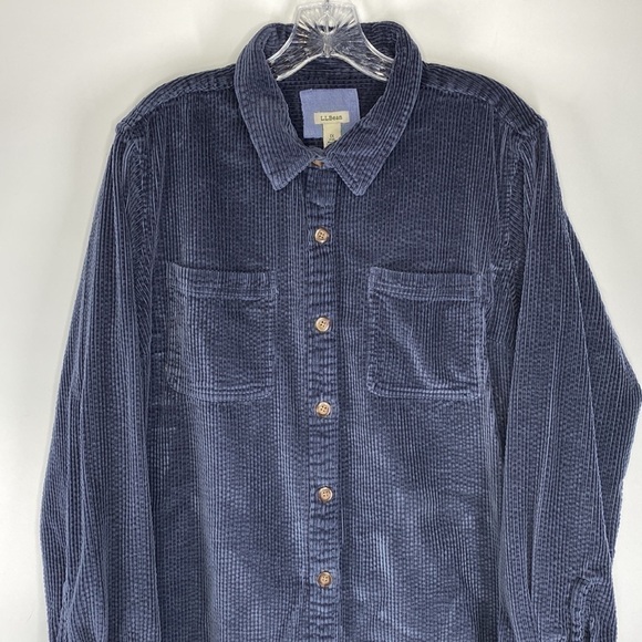 L.L. Bean Comfort Corduroy Relaxed Shirt Blue 512409 Size 1X - Picture 2 of 10
